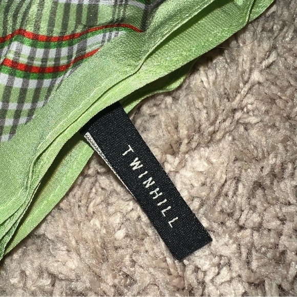 Vintage Rare Twinhill Silk Scarf Green Plaid - Picture 5 of 9